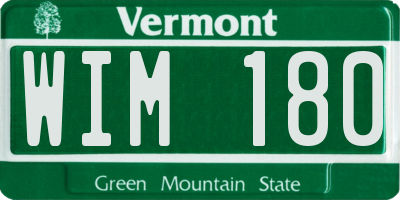 VT license plate WIM180