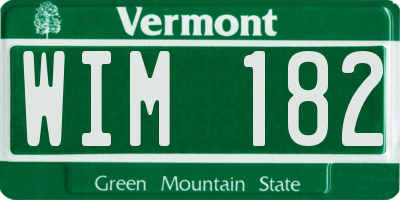 VT license plate WIM182