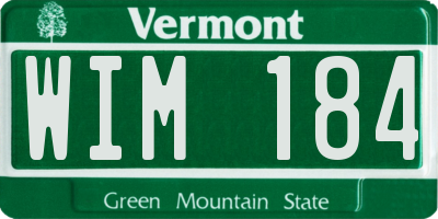 VT license plate WIM184
