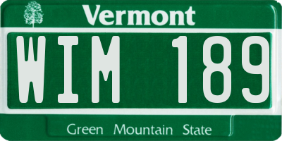 VT license plate WIM189