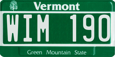 VT license plate WIM190