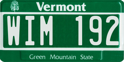 VT license plate WIM192