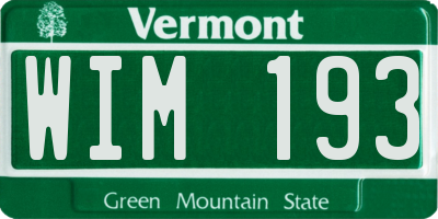 VT license plate WIM193
