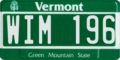 VT license plate WIM196