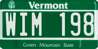 VT license plate WIM198