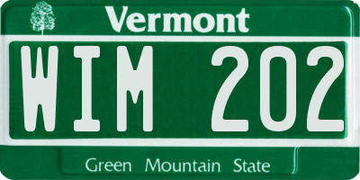 VT license plate WIM202