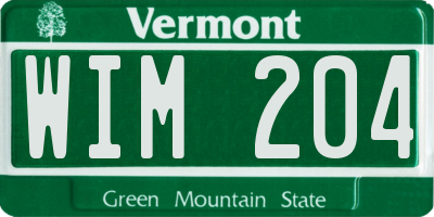 VT license plate WIM204