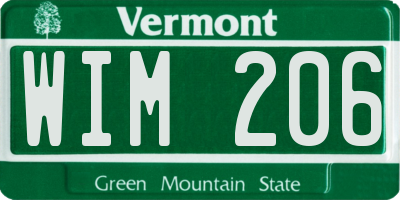 VT license plate WIM206
