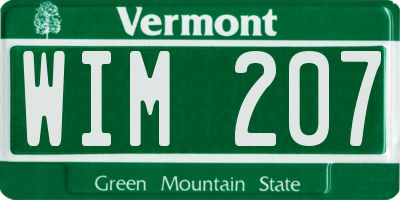 VT license plate WIM207