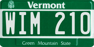 VT license plate WIM210