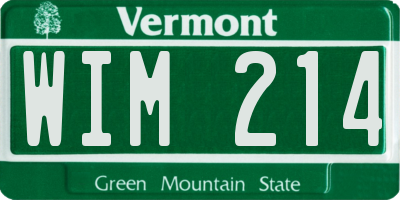 VT license plate WIM214
