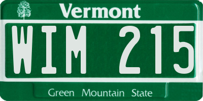VT license plate WIM215