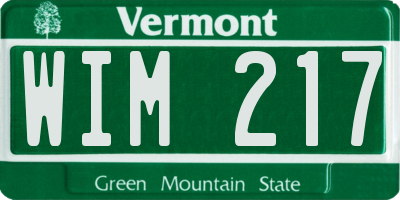 VT license plate WIM217