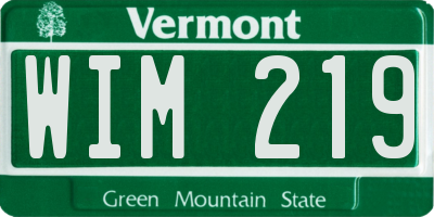 VT license plate WIM219