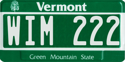 VT license plate WIM222