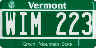 VT license plate WIM223