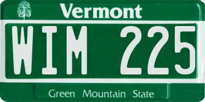 VT license plate WIM225
