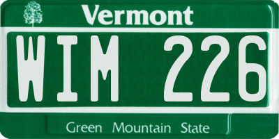 VT license plate WIM226