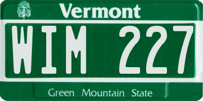 VT license plate WIM227