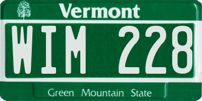 VT license plate WIM228