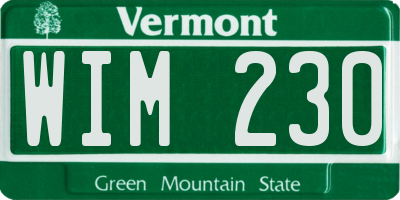 VT license plate WIM230