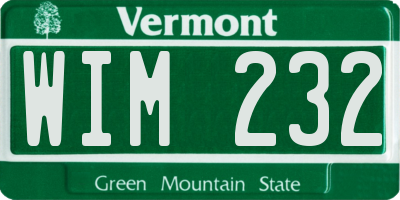 VT license plate WIM232