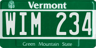 VT license plate WIM234