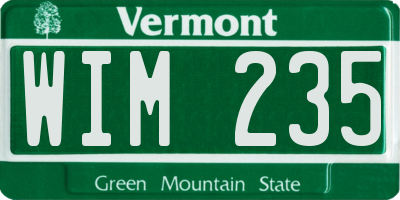 VT license plate WIM235