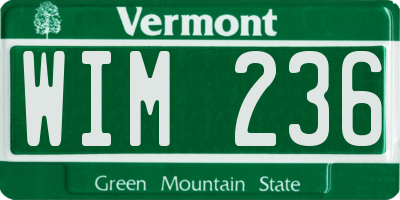 VT license plate WIM236