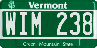 VT license plate WIM238