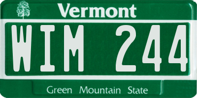 VT license plate WIM244