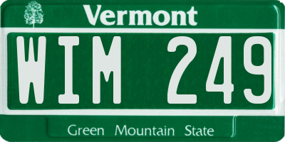 VT license plate WIM249