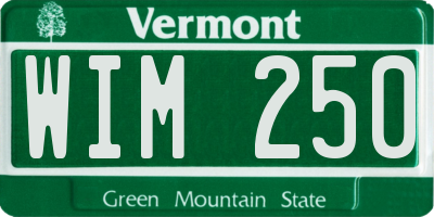 VT license plate WIM250