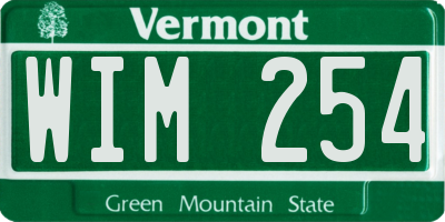 VT license plate WIM254