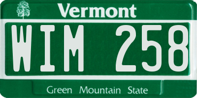 VT license plate WIM258