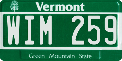 VT license plate WIM259