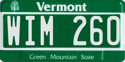 VT license plate WIM260