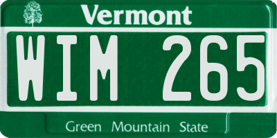 VT license plate WIM265