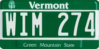 VT license plate WIM274