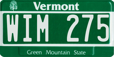 VT license plate WIM275