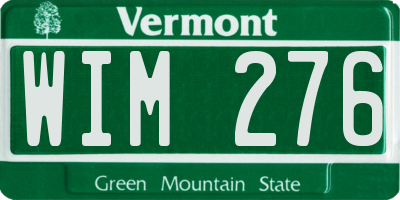 VT license plate WIM276