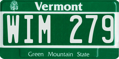 VT license plate WIM279