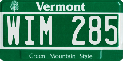 VT license plate WIM285