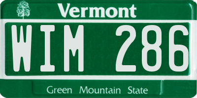 VT license plate WIM286