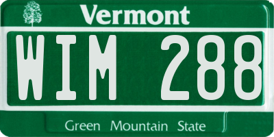 VT license plate WIM288