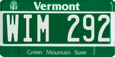 VT license plate WIM292