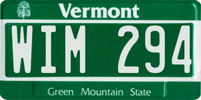 VT license plate WIM294