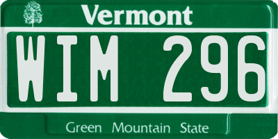 VT license plate WIM296