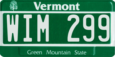 VT license plate WIM299