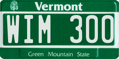 VT license plate WIM300